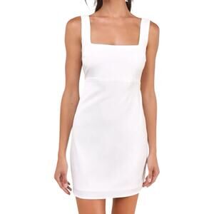 Lulu’s Truly The Cutest White Satin Square Neck Mini Dress Size Small